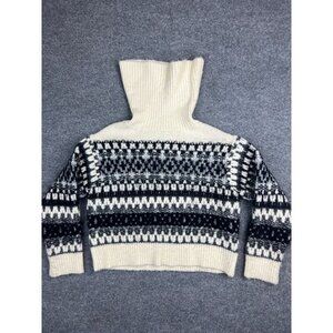 Universal Thread Sweater Women's Medium Cream Black Stripe Turtleneck Pullover